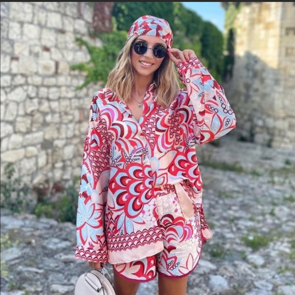 Zara printed patchwork shirt